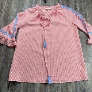 Mazik Boutique Women's Small Top Relaxed Pink Striped